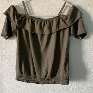 H&M army green off the shoulder top